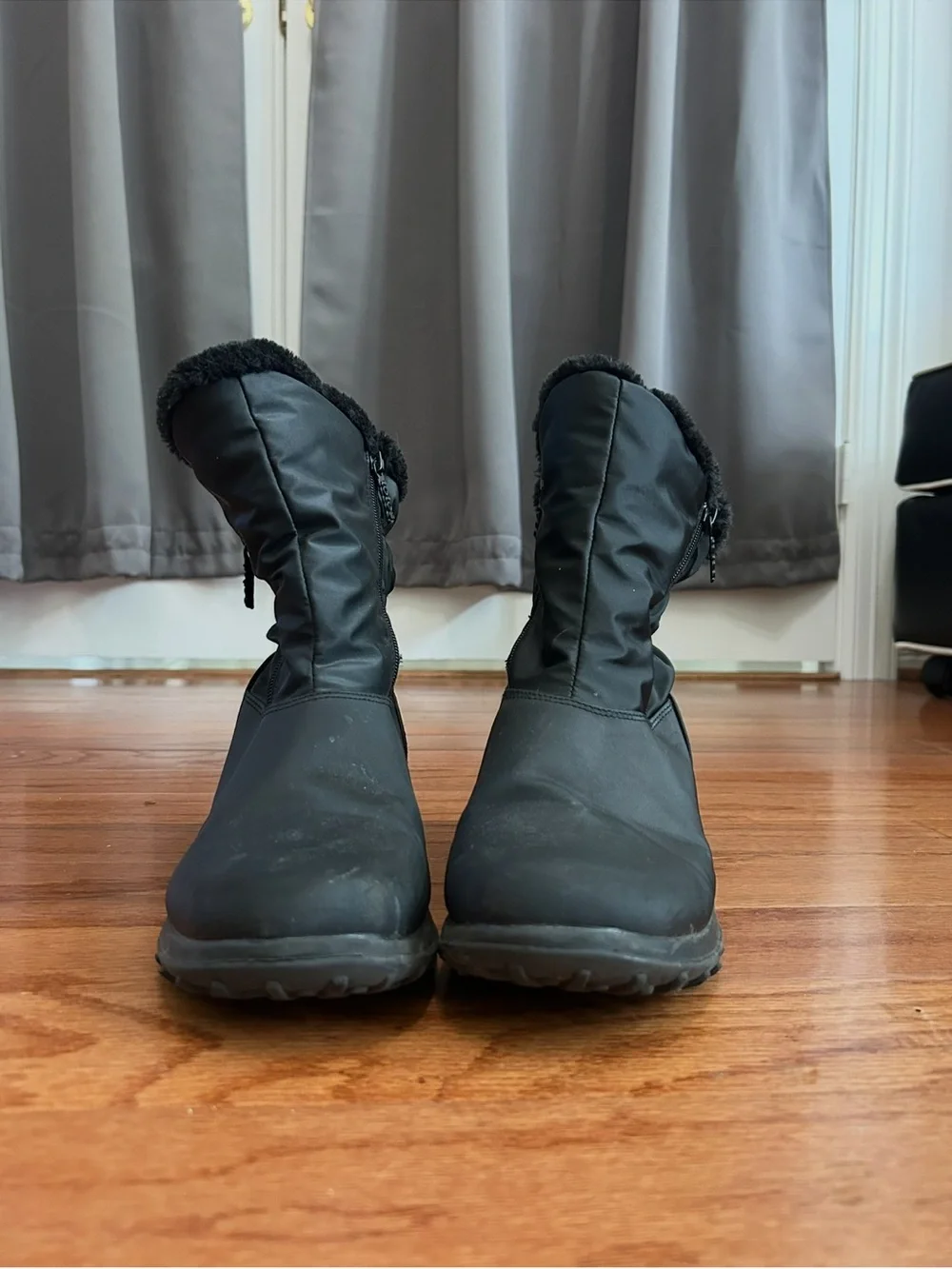 Totes Black Insulated Winter Snow Boots Faux Fur Zip Women's 41